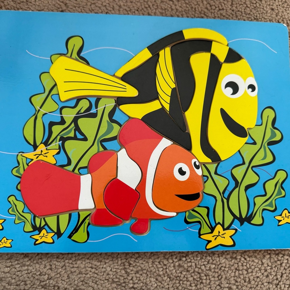 Wooden jigsaw puzzle. No missing pieces.